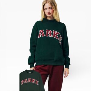 PARKE Varsity Mock Neck Pullover Sweatshirt Forest + Maroon L / XL - NEW RARE